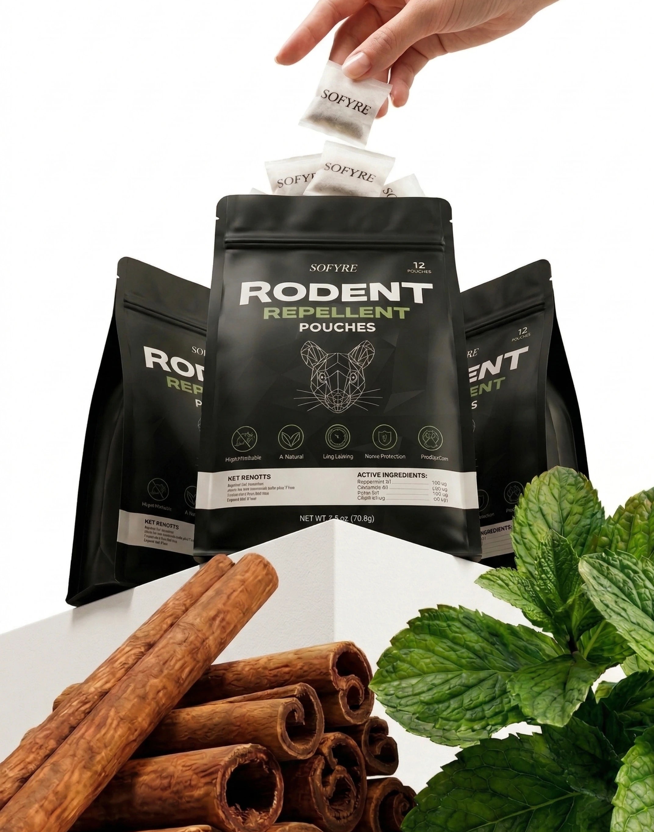 Sofyre rodent repellent pouches